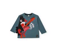 T-shirt manches longues enfant avec oiseau guitariste imprimé vert 8A