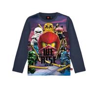 Kabooki LEGO NINJAGO T-shirt à manches longues pour garçon - T-shirt enfant avec grand imprimé Kai | Haut doux en coton bio | Idéal pour un usage quotidien, Bleu marine foncé, 146
