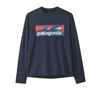 Patagonia - Kid's Long-Sleeved Cap Silkweight T-Shirt - T-shirt enfant Boardshort Logo: New Navy - 12 ans