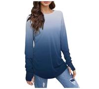 T-Shirt Manches Longues Femme Ample/Serré À Manches Longues Fitness Running Yoga Tee Shirt Femmes T-Shirt Col Rond Devant Motif Floral Tunique Automne DéContracté Tee pour RandonnéE Golf Course