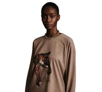 T-shirt manches longues femme Cieli Equestrian The Iyanda Horse Head Beige M