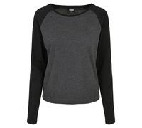 Urban Classics – T-shirt femme à manches longues Contrast Raglan – Carbone/Noir M