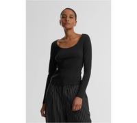 Urban Classics T-shirt manches longues Femme col large Noir M 95% coton 5% élasthanne Slim Fit