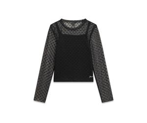 T-shirt manches longues fille Guess Plumetis Noir 10 ans