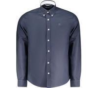 T-shirt manches longues homme bleu avec broderie et col boutonné, taille : S Couleur : Blu