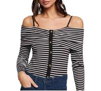 T-Shirt Manches Longues Noire/Blanche Femme Morgan TROPEZ S