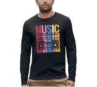 T-shirt manches longues RADIO CASSETTE VINTAGE - MUSIQUE - PIXEL EVOLUTION - Homme M