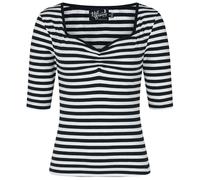 T-shirt manches longues Rockabilly de Hell Bunny - Haut Warlock - XS à 4XL - pour Femme - noir/blanc XS
