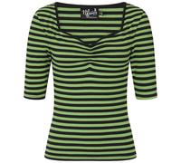 T-shirt manches longues Rockabilly de Hell Bunny - Haut Warlock - XS à XL - pour Femme - vert/noir M