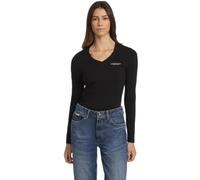 T-shirt manches longues slim col V mini America femme Guess Noir S