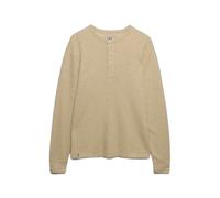 Superdry Pull Mini Slub Waffle Grandad Beige manches longues Homme XL