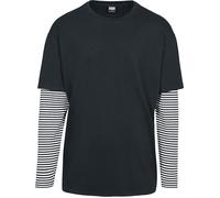 T-shirt manches longues - URBAN CLASSICS - Oversize - Noir/blanc - 100% Coton - Coupe large M