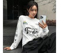 T-shirt manches raglan à design texte "Keep Tryin" FAIRE DES EFFORTS DEVRAIT ÊTRE UNE HABITUDE PAS UN CAPRICE Hauts à manches longues pour femmes L,M,S,XLSloganTissu tricoté