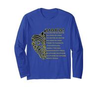 T-Shirt Maori Haka Aotearoa Kia ora Nouvelle-Zélande Rugby Tatouages Manche Longue, Unisexe pour Adultes, Bleu Royal, L