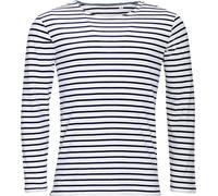 SOLS Marine - T-shirt rayé à manches longues - Homme (L) (Blanc/Bleu marine) - UTPC2579 Blanc/Bleu Marine G