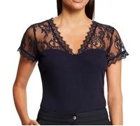 Morgan T-shirt manches courtes à dentelle Marine XS