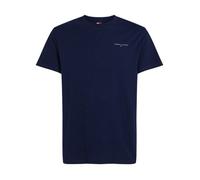 T-shirt marine uni en coton avec une coupe droite à col rond et nom iconique S