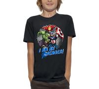 T-Shirt Marvel Avengers avec Hulk, Iron Man et Captain America, Noir (FR/ES, Âge, 12 Ans, Taille Normale, Noir)