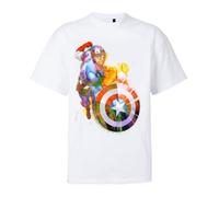 T-shirt Marvel Captain America pour homme - UNITED LABELS - Manches courtes - Blanc - 100% coton XL