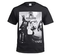 T-Shirt Men's Tee Top Punk Metal Rock Funny Jokes Tribal Skull Dark Vador, Selfie à Paris, L