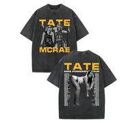 T Shirt Merch Tournée Tate Chanteur M-crae 2026 Manches Courtes T Shirt Unisexe en Coton Délavé Rétro Style Hip Hop Décontracté-Black&D||x_s