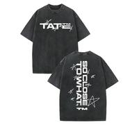 T Shirt Merch Tournée Tate Chanteur M-crae 2026 Manches Courtes T Shirt Unisexe en Coton Délavé Rétro Style Hip Hop Décontracté-Black&B||l