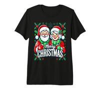 T-Shirt Merry Christmas - Happy Cute Mrs Claus and Mr Claus T-Shirt Haut de Gamme