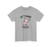 T-shirt mignon “Je t’aime même quand tu ronfles” - Cadeau drôle et tendre pour amoureux des chats tee shirt : Couleur - Sport S