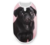 T-shirt mignon pour chien carlin noir à séchage rapide respirant T-shirt doux extensible sans manches vêtements pour chien L