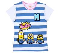 T-shirt - MINIONS - Blanc et bleu à rayures - Manches courtes - Col arrondi M