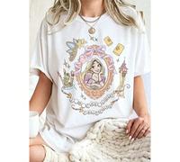 T-shirt miroir magique Disney Raiponce, imprimé princesse double face, doux, micro-élastique, col rond, Top décontracté pour tenues quotidiennes et d'été. L,M,S,XL,XXLNoëlPolyester
