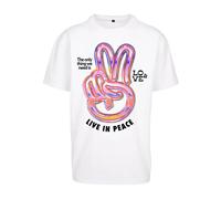 Mister Tee T-Shirt 'Live in Peace' bleu / orchidée / noir / blanc, Taille S