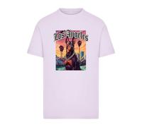 Mister Tee T-Shirt 'Los Angeles Dog' violet clair / orange / noir / blanc, Taille M