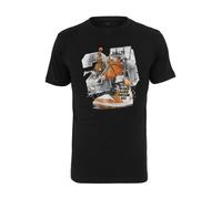 Mister Tee T-Shirt gris / orange / noir / blanc, Taille L
