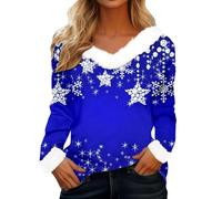 T Shirt Moche NoëL Femme,T-Shirt d'hiver à Manches Longues en Polaire Douce Et ImpriméE IdéAl pour Les FêTes De Fin D'AnnéE VêTement D'IntéRieur Confortable Et Doux Blouse Thermique