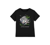 T-shirt Motif Aile-x Coton Star Wars Pew Pew Noir 7/8A