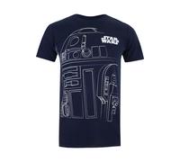 T-shirt motif contour de r2-d2 coton star wars bleu marine 12/13A