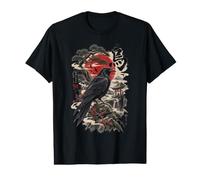 T-Shirt Motif Corbeau Japonais Torii Gate Red Sun Art T-Shirt Graphique avec Valeur