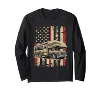 T-Shirt Motif Drapeau américain pour Camping-Car Manche Longue