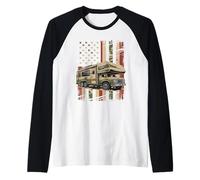 T-Shirt Motif Drapeau américain pour Camping-Car Manche Raglan