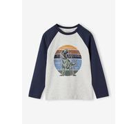 T-shirt motif graphique garçon manches raglan blanc chiné 14A