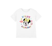T-shirt motif minnie mouse coton disney it's my birthday blanc 3/4A