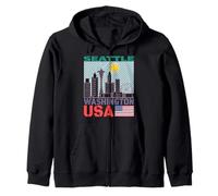 T-Shirt Motif Paysage Urbain de l'État de Washington Sweat à Capuche