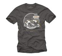 T-Shirt Moto Homme - Cafe Racer Tee Shirt Biker - Isle of Man TT Gris L