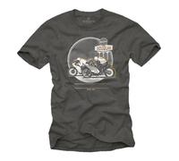 T-Shirt Moto Homme - Cafe Racer Tee Shirt Biker - Isle of Man TT Gris L
