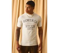 T-shirt moulant à imprimé Beverly Hills homme - ecru - L, ecru