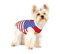 T-shirt moyen en coton pour chien/drapeau espagnol américain imprimé gilet pour animal domestique doux respirant sans manches vêtements pour chat pour petite et moyenne taille
