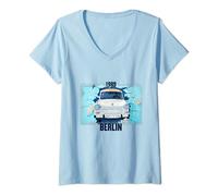T-shirt mural de Berlin, 1989 chute du mur, voiture Trabant. T-Shirt avec Col en V