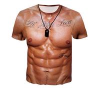 T-shirt muscle pour homme Nouveauté Impression numérique 3D Chemises Muscle Man Thèmes Masculins Fête Hauts à manches courtes Col rond sur le thème de la comédie T-shirts fonctionnels, A10 marron, XXL