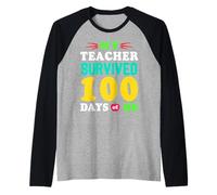 T-Shirt « My Teacher Survived 100 Days of Me 100 School Days » Manche Raglan